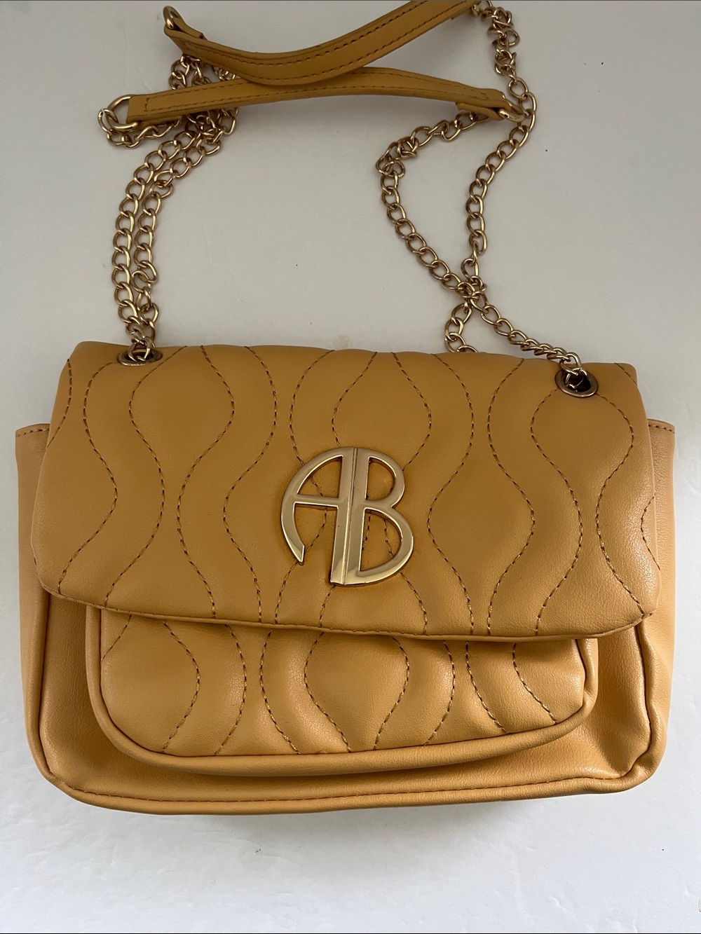 AB Alexis Bendel Quilted Flap Crossbody Bag in Mustard Yellow